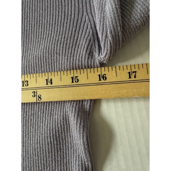 Peck & Peck Weekend Womens Metallic Ribbed Turtleneck Sweater M Lilac Party Rave - Picture 7 of 9